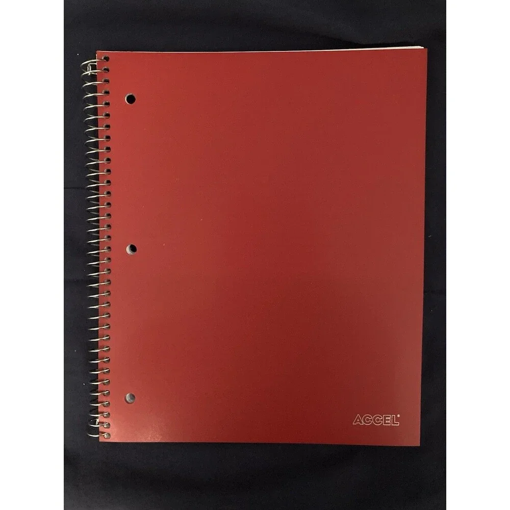 College Ruled Spiral Notebook With Pocket | Red Front Cover | 100 Sheets